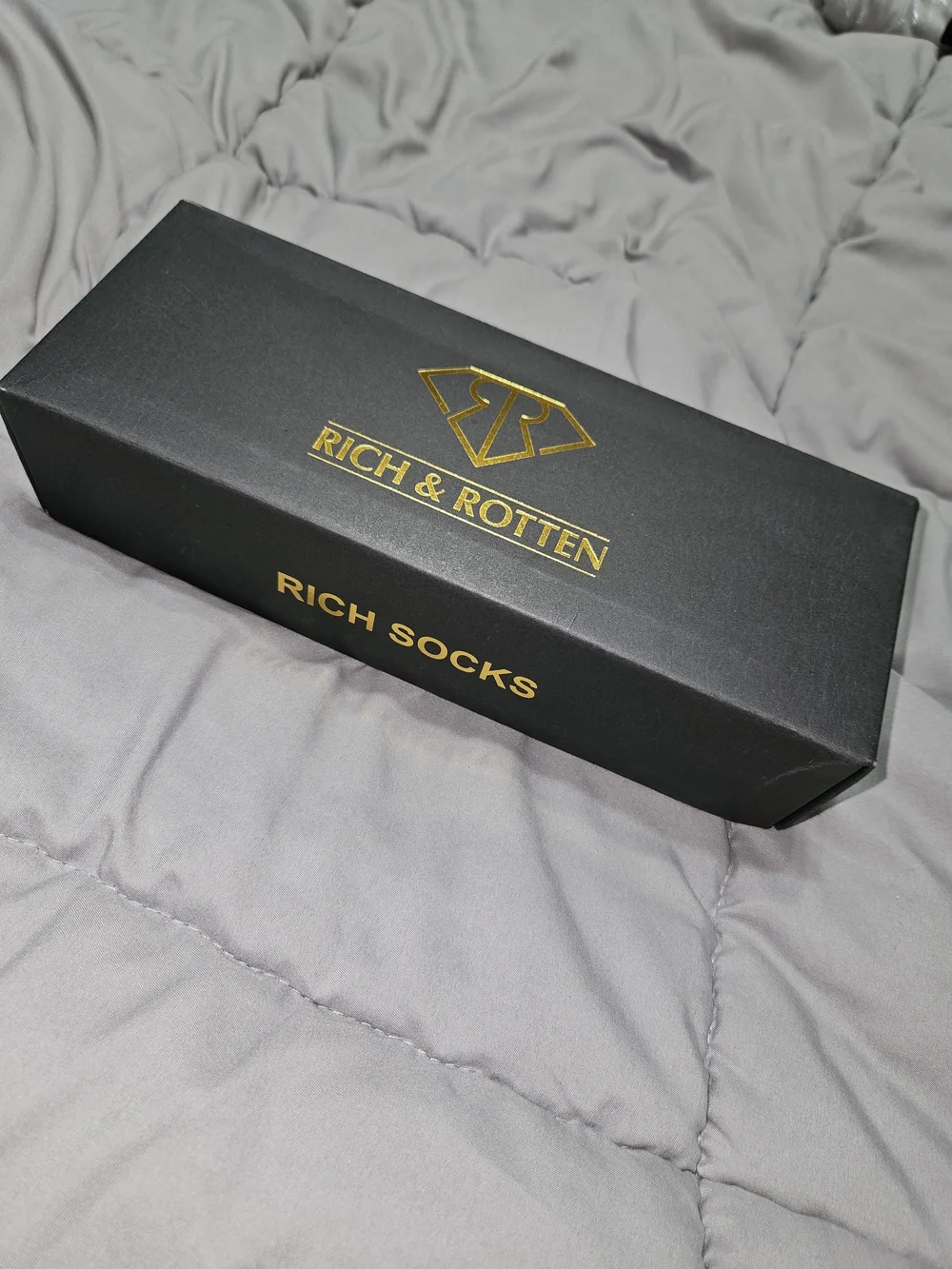 Rich & Rotten Black Patterned Crew Socks with White Ankle Sock-NWOT
